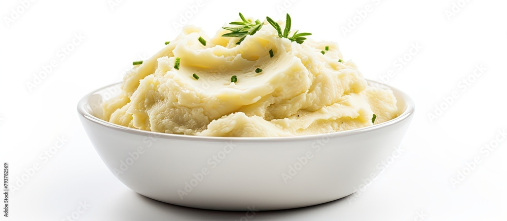 Mashed potatoes bowl with parsley garnish