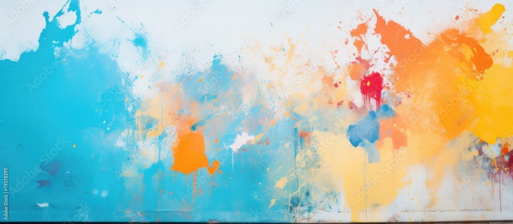 Colorful paint splatter on wall