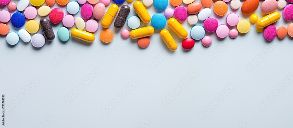 Pills scattered on a table