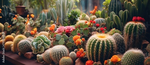 A group of prickly succulents arranged on a surface