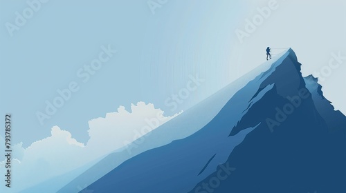 Lone Climber Reaching Summit, Symbolizing Achievement and Goals