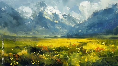 Landscapes in painting with bold brush strokes