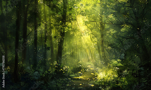 light filled between the trees background-generative ai © siwoo-mint