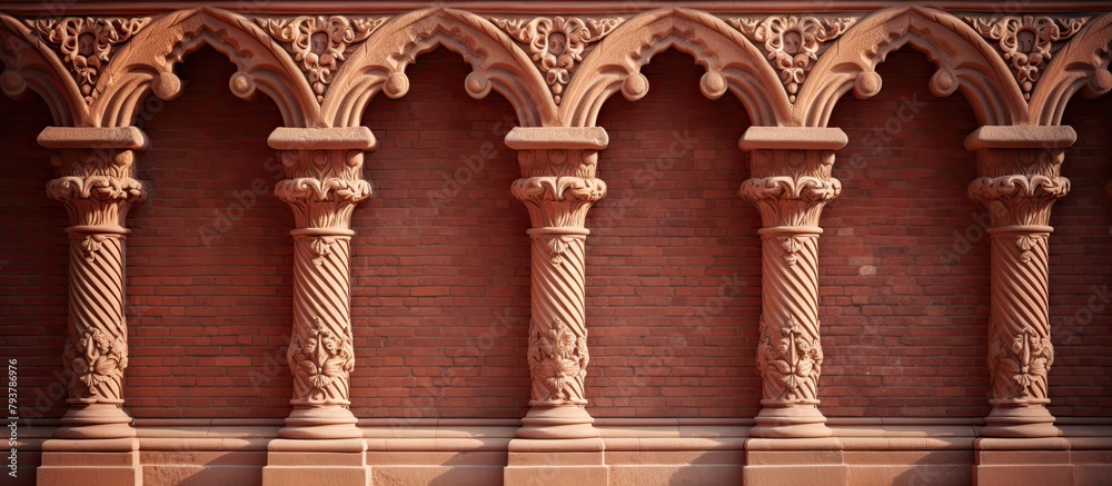 Fototapeta premium Brick Wall Columns and Arches Up Close