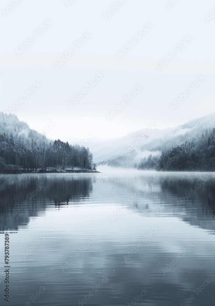 Fototapeta premium Misty lake in the mountains
