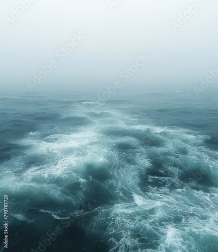 The vast and rough sea is churning with huge waves