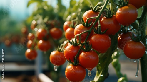 b'Close-up of ripe tomatoes growing in a greenhouse' © duyina1990