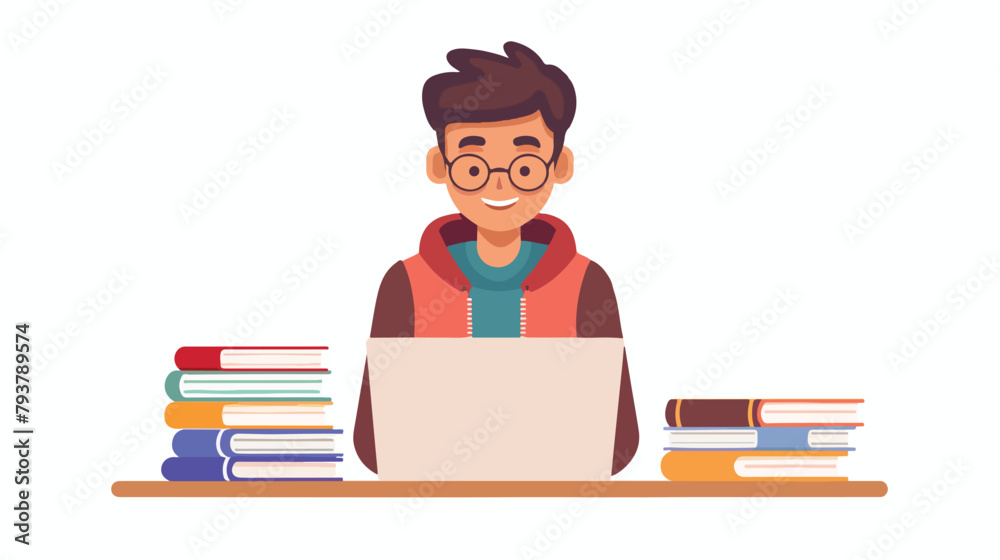 Creative guy in the workplace. Vector illustration of