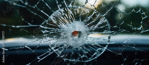 Bullet hole in vehicle glass