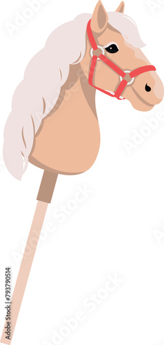 A white horse with a snow-white mane for hobbyhorses