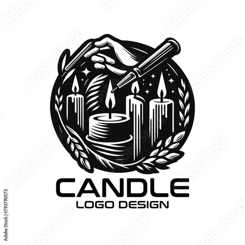 Candle Vector Logo Design photo