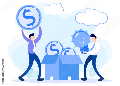 Illustration vector graphic cartoon character of crowd funding