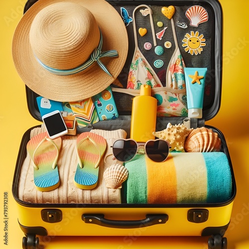 valigia per le vacanze estive al mare photo