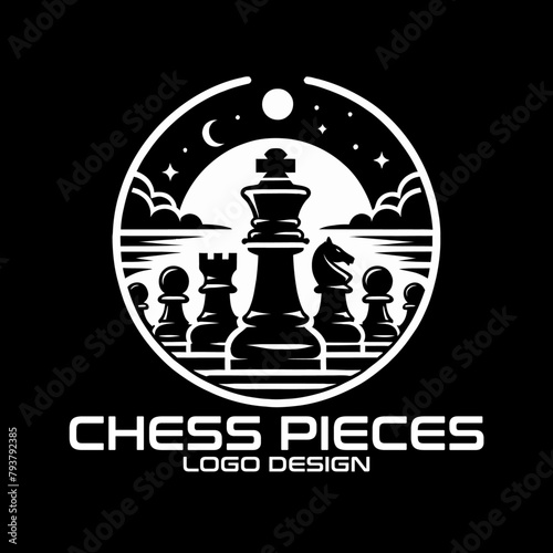 Chess Pieces Vector Logo Design photo