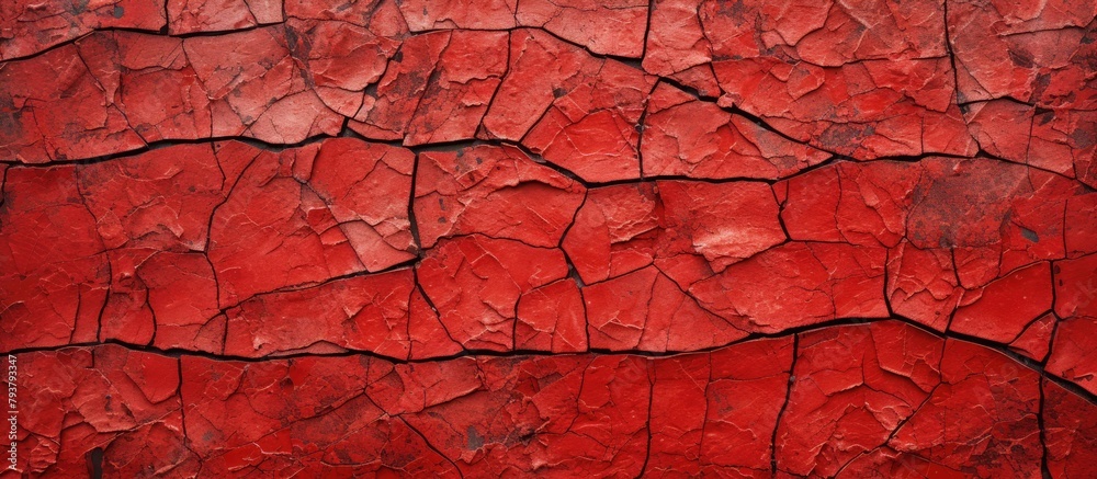 Peeling red paint and cracked wall Peeling red paint and cracked wall