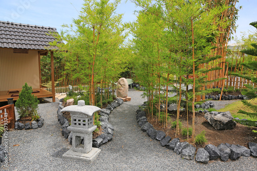 View of traditional Japanese garden.
