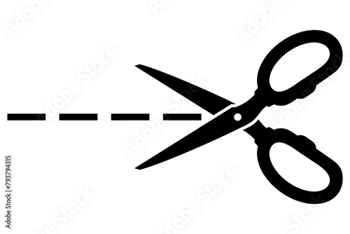 vector scissors icon, hair cut label, scissors cutting, barber sign icon, cut line on white background, black scissors logo, vector artwork