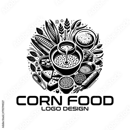 Corn Food Vector Logo Design photo