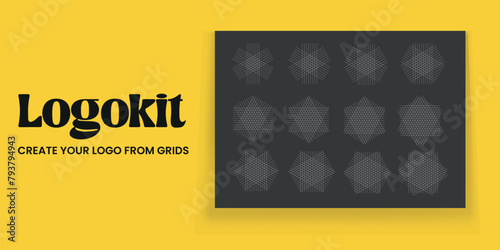 Logo Maker Grid Design Abstract Grid line Geometric shapes Grid 