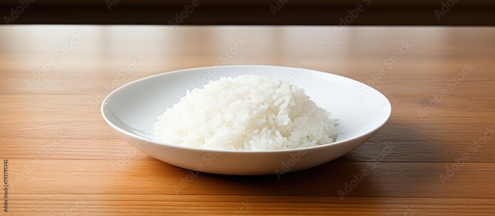 Rice bowl on table with spoon