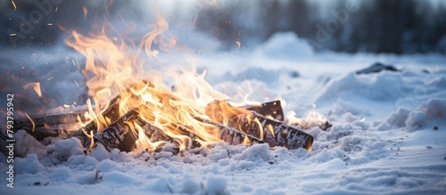 Truck tire engulfed in snowfire