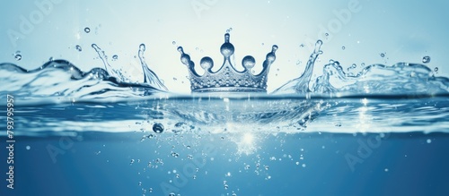 A crown plunges into the water, creating a splash photo