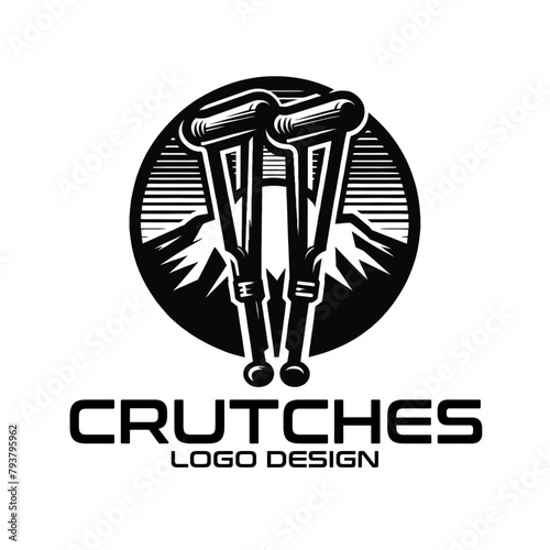 Crutches Vector  Logo Design