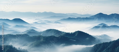 Mountains covered in mist