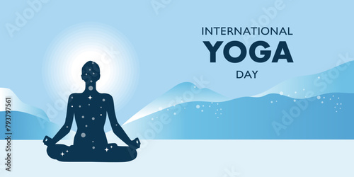 Yoga banner background, Health and fitness concept. Vector template. World yoga day banner design.