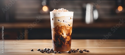 Iced coffee with whipped cream close up © Ilgun