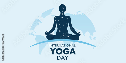 World yoga day banner design. Yoga banner background, Health and fitness concept. Vector template. photo