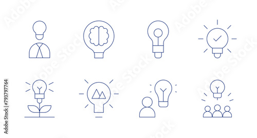 Idea icons. Editable stroke. Containing lightbulb, creator, idea.
