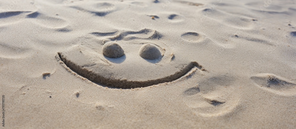 Obraz premium Smiley etched in sandy beach