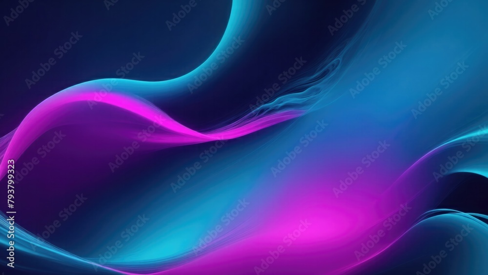 Cyan pink blue abstract dynamic color flow wave black background