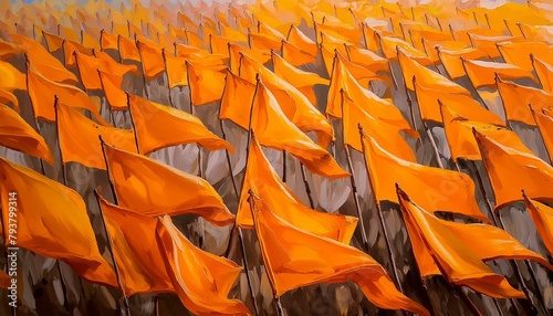 Beautiful Hindu flags with white sun