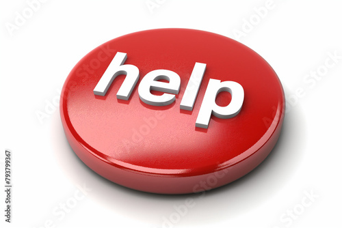 red 3d button with text "Help" isolated on white background, support, help icon, chat, 