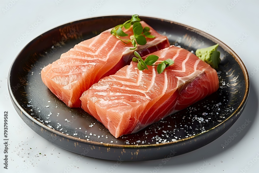 Striking Minimalist Composition: Raw Fish Fillets Striking Minimalist Composition: Raw Fish Fillets