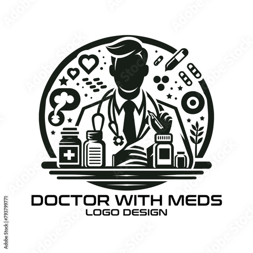 Doctor With Medicine Vector  Logo Design photo