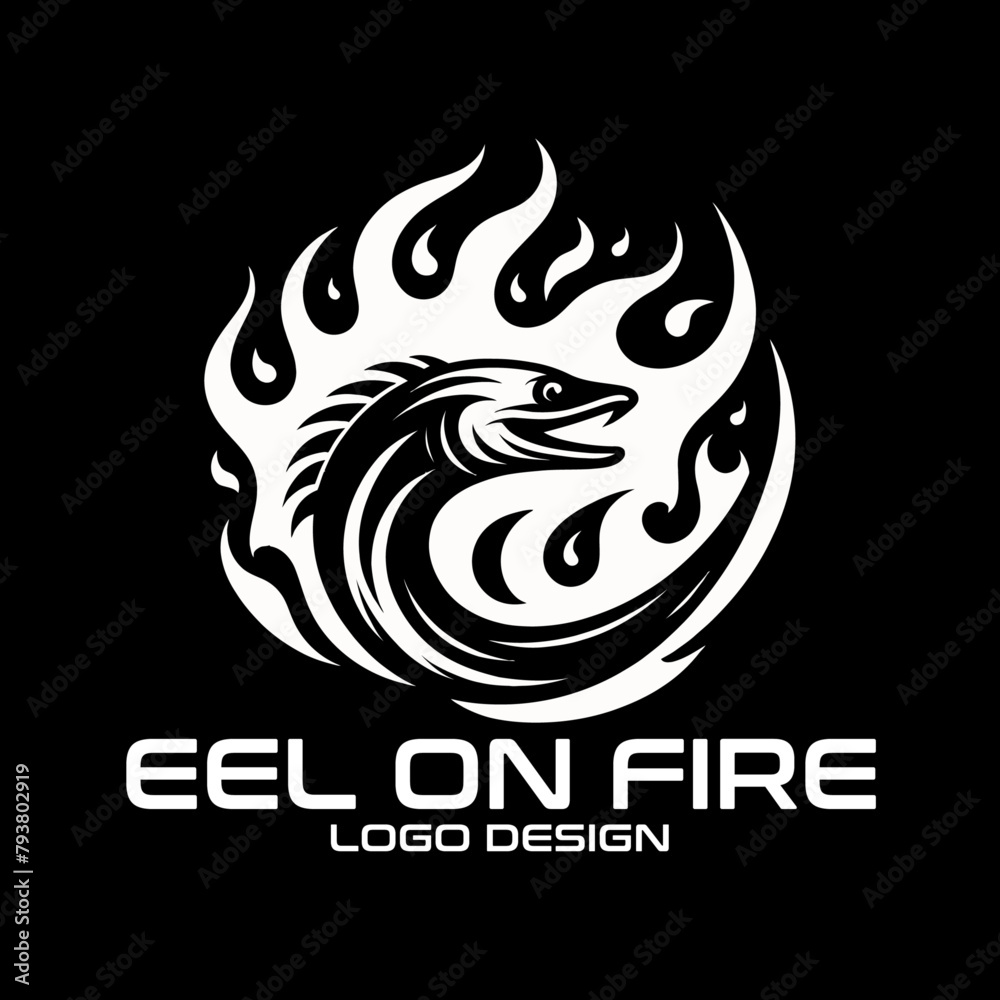 Eel On Fire Vector Logo Design Eel On Fire Vector Logo Design