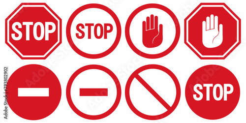 vector stop icon, prohibited passage, stop sign icon, no entry sign on white background, red stop logo, prohibition sign, vector artwork
