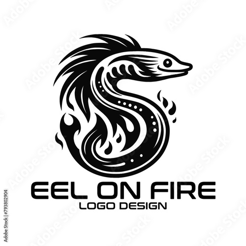 Eel On Fire Vector Logo Design