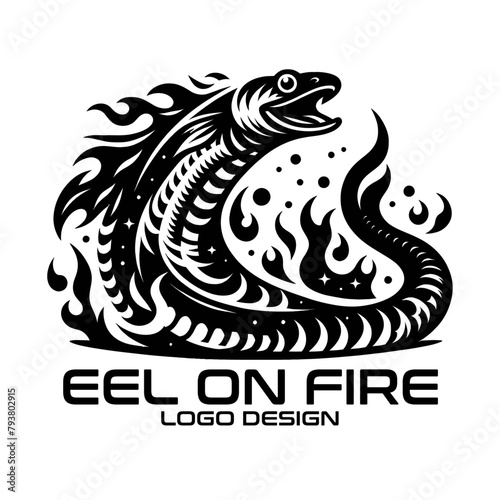 Eel On Fire Vector Logo Design