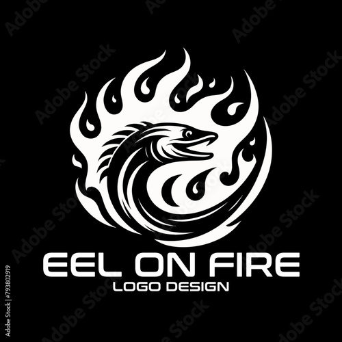 Eel On Fire Vector Logo Design