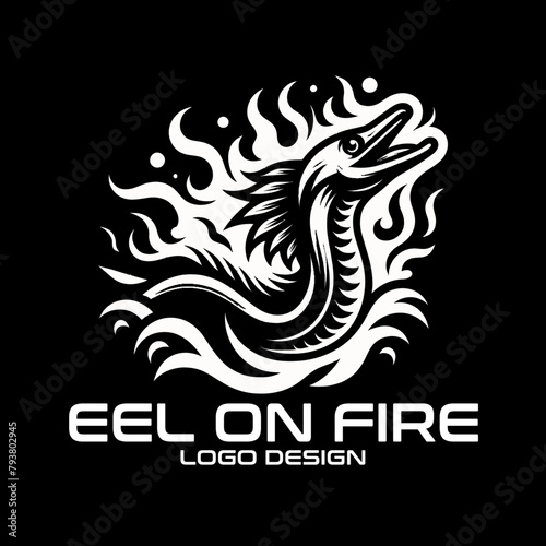 Eel On Fire Vector Logo Design