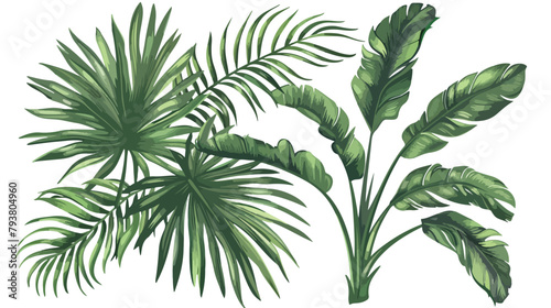 Exotic tropical palm leaves artwork for tattoo fabric