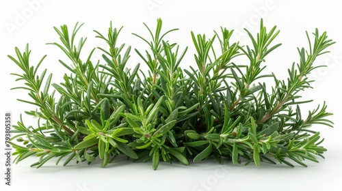 A white background is isolated with fresh rosemary