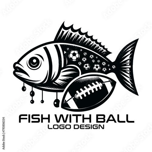 Fish With Ball Vector Logo Design