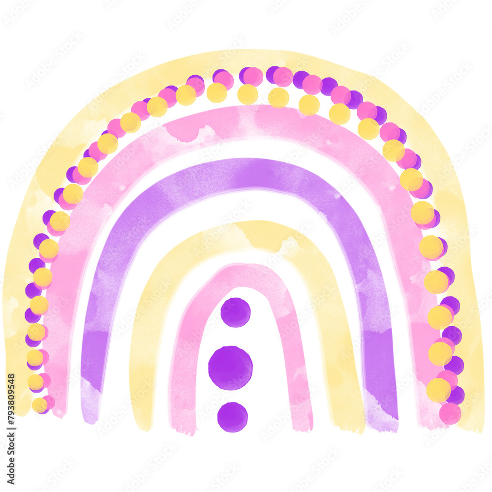 Pastel boho rainbow. Scandinavian print for baby shower, nursery, playroom, birthday, children's party and other.