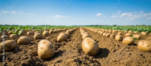 Potato field under sunny sky