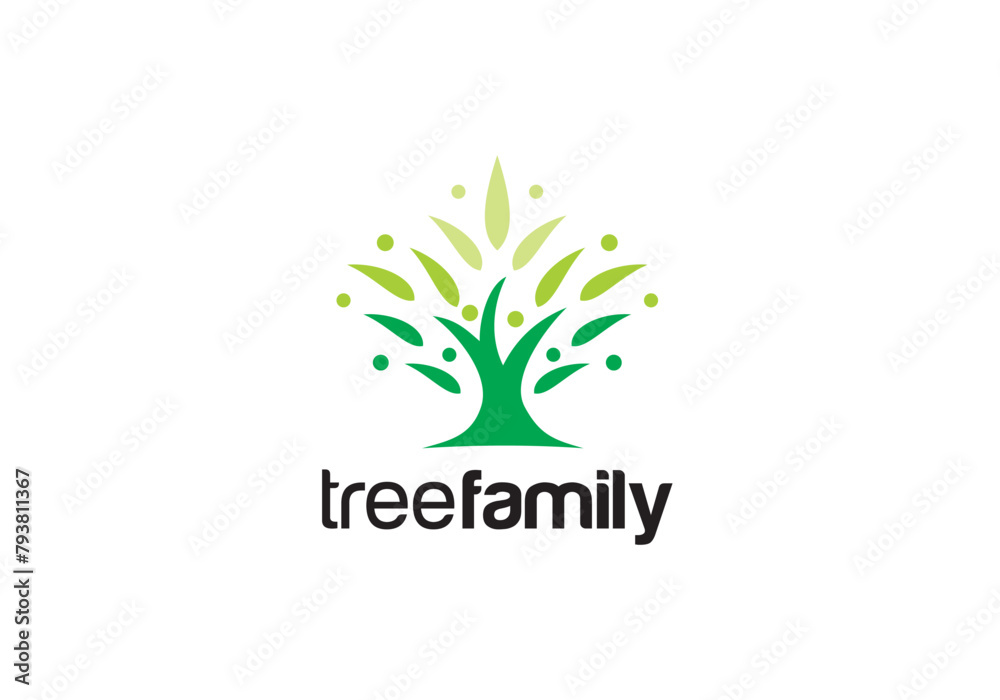 tree family logo design. simple creative icon vector